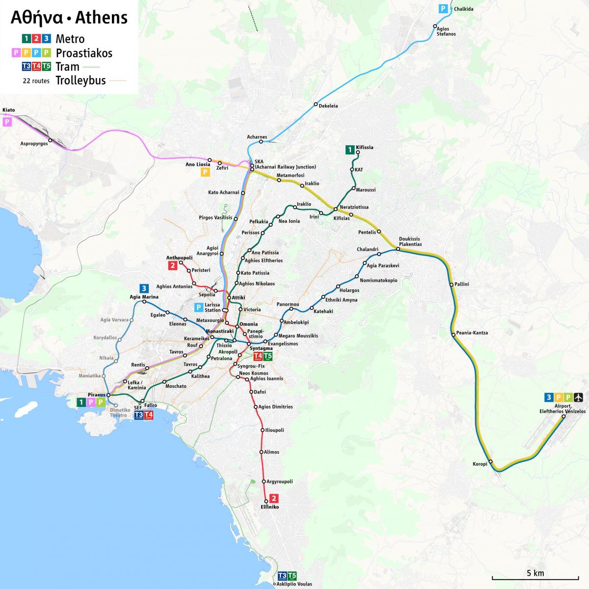 أثينا المترو والترام خريطة